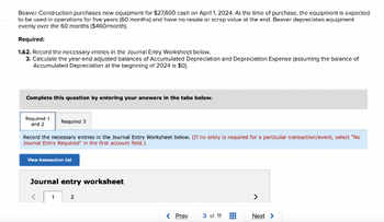 Answered: Beaver Construction purchases new… | bartleby