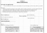 Activity 4
BODY COMPOSITION
B. WAIST-TO-HIP RATIO
- is the circumference ratio of your waist and hips. It reveals body figure and how It may affect your health.
Directions:
1. Measure around the waist where it is the smallest, which is usually an inch above your navel. Stand relaxed and
do not pull in the stomach. Make sure the tape is flat on your skin all the way around your waist.
2. Measure the hips where it is the largest, which is usually the widest point of your buttocks.
3. Divide the waist measurement by the hips to obtain waist-to-hip ratio.
Waist circumference:
waist circumference
Waist-to-hip Ratio
Waist Circumference heath risk :
hip circumference
Hip Circumference:
WAIST-TO-HIP Ratio:
Sources:
Hoeger, W.A. & Hoeger, S. (2012)
www.acefitness.org
Waist circumfere nce Health Risk (in.)
Waist-to-Hip Ratio
Health Risk
WOMEN Health Risk
MEN
Less 0.85 Less 0.75
0.85-0.89 0.75-0.70
above 0,95 Above 0,86
MEN
WOMEΝ
below 35.5 below 32.5| Very Low
Very Low
35.5-40
32.5-35
Low
Low
above 41.0
above 35
High
High
