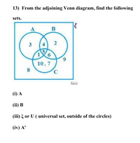 Answered: 13) From The Adjoining Venn Diagram,… | Bartleby