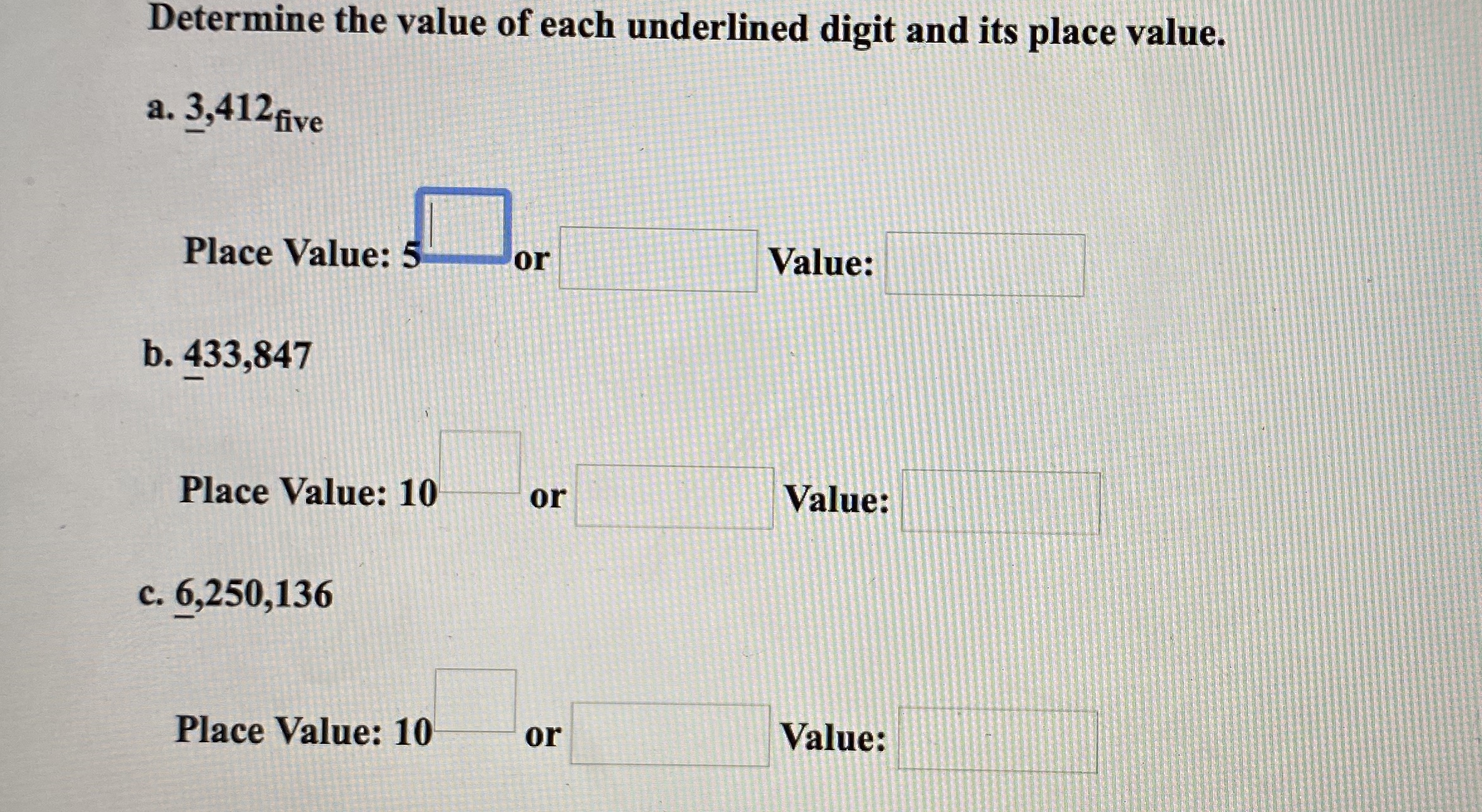 Answered Determine The Value Of Each Underlined Bartleby