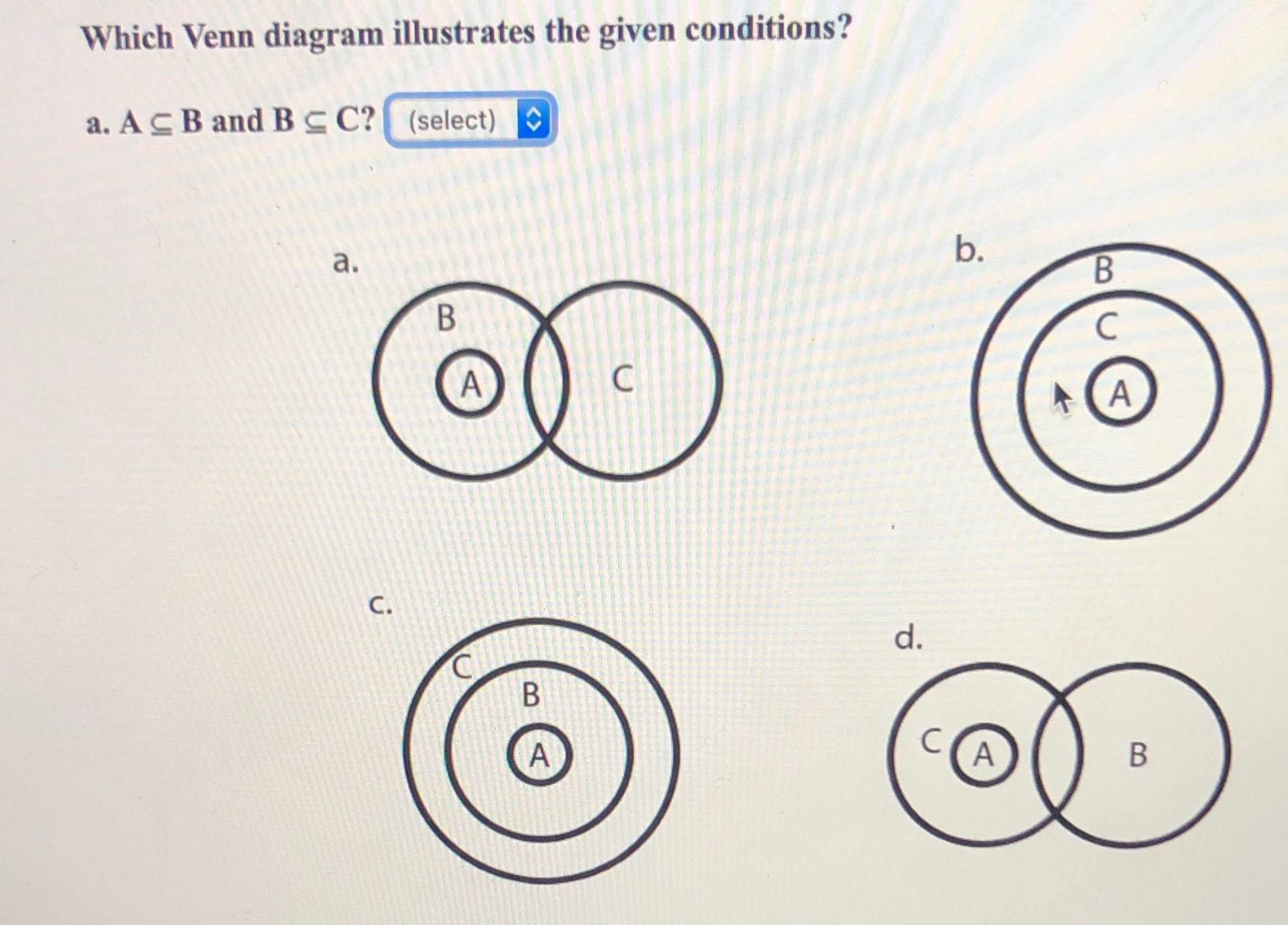 Answered: Which Venn diagram illustrates the… | bartleby