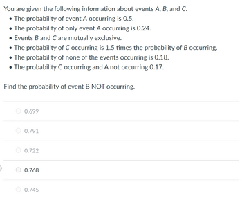 Answered: Find The Probability Of Event B NOT… | Bartleby