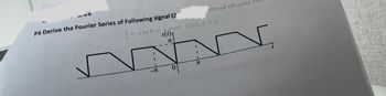 P4 Derive the Fourier Series of Following signal (2
= x 010 = 7 mont *5m2 2 = x
x(1)₁
V
NNN
-A
altanut tot sulev
0