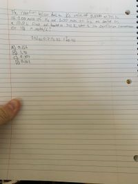 The reaction bel ow has
a kc value aff 0.0200 at 74s kc,
If 2.00 moles of Hz and 2,00 mies Of Iz are seuled in
a 10.0 L flusk and heuted ro 745 k, what is the equilibrum Concentontron
Of HI
in moles /6?
A) 0.156
B) l,41
c)0.707
D 0.312
