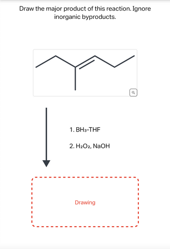 Draw the major product of this reaction. Ignore
inorganic byproducts.
I
I
I
I
I
I
I
I
1. BH3-THF
2. H2O2, NaOH
Drawing
✓