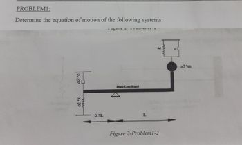 PROBLEM1:
Determine the equation of motion of the following systems:
1080
al*k
www
0.51
ghiv
Vin &
Mass Less, Rigid
L
J
Figure 2-Problem 1-2
a3*m