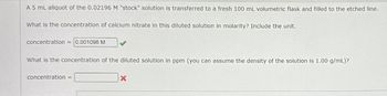 Answered: A 5 mL aliquot of the 0.02196 M 