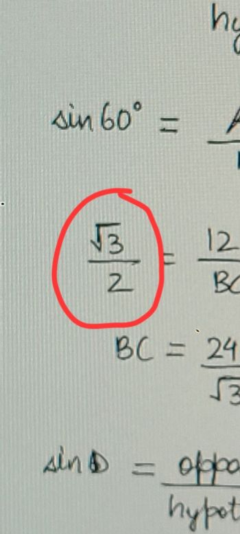 Aun 60 =
เซง
2
0
sin D
he
C
12
BO
BC = 24
2
oppo
hypot