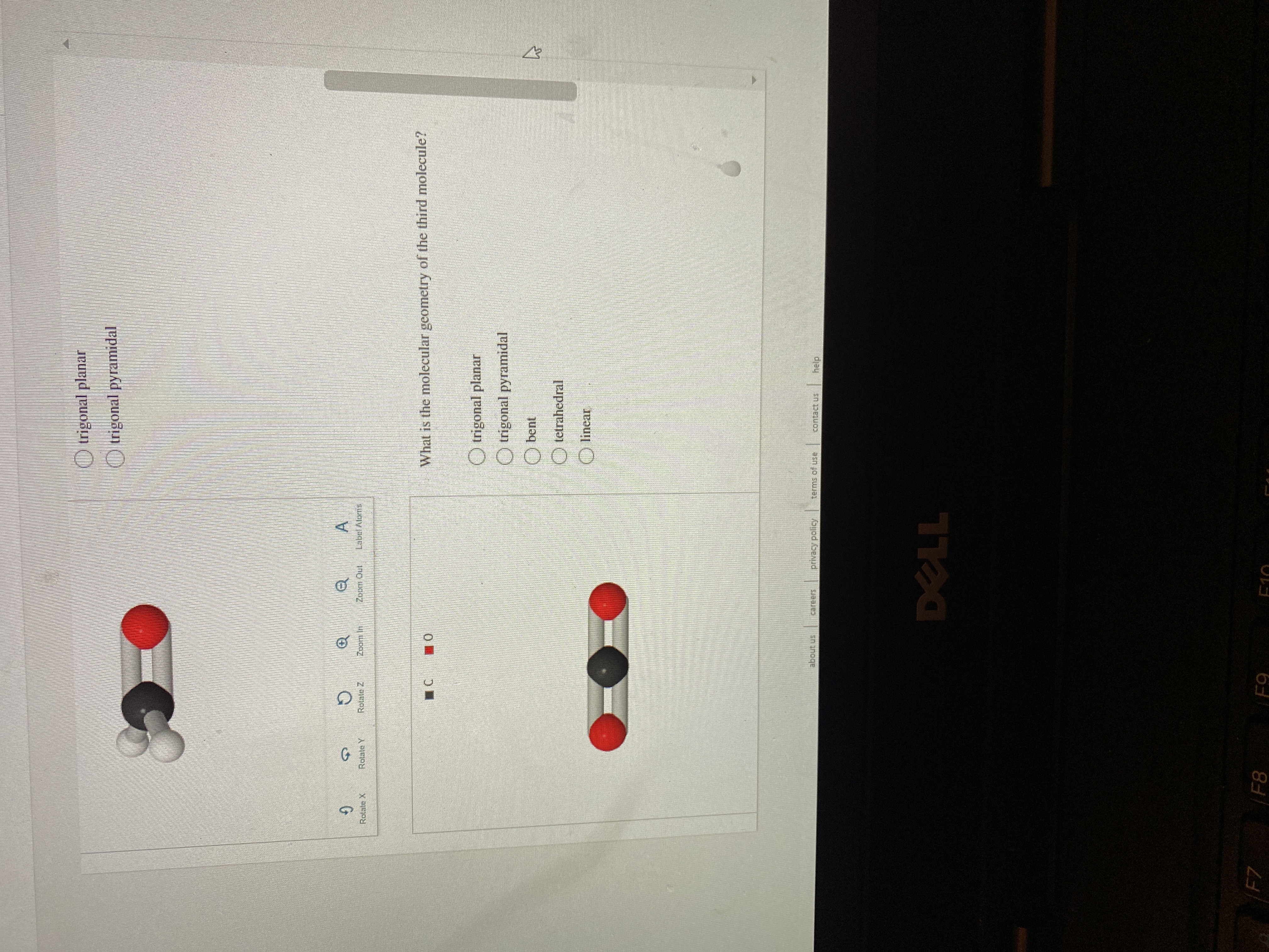 What is the molecular geometry of the third molecule?
