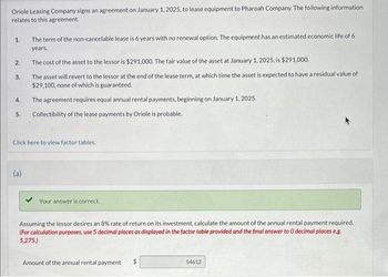 Answered: Oriole Leasing Company Signs An… | Bartleby