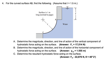 Answered: 4. For The Curved Surface AB, Find The… | Bartleby