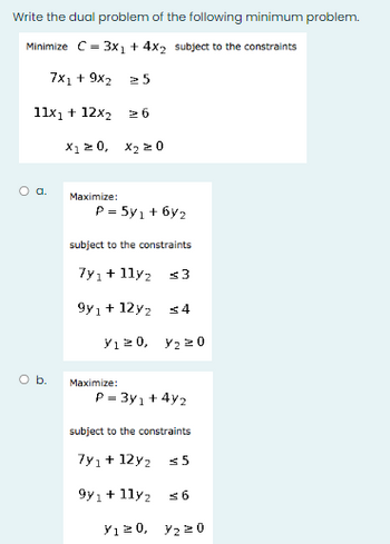 Answered: Write the dual problem of the following…