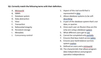 Answered Q1 Correctly match the following terms bartleby