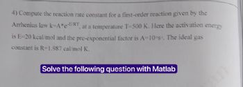 Answered: 4) Compute the reaction rate constant… | bartleby