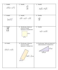 1. Simplify.
2. Simplify.
3. Simplify.
V6(2 + V7)
2V6.7V3
