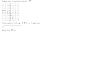 The graph below shows a transformation of y
2".
5 4 3
-2
Write an equation of the form Y
A · 2" + k for the graph above.
y =
Question Help: D Video
