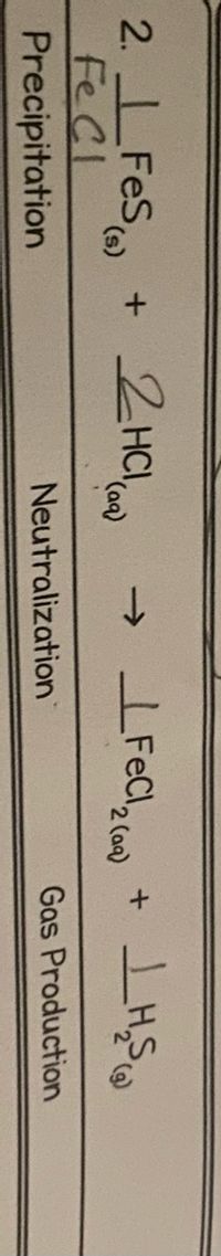 2. FeS
FeCl
Precipitation
2HCI,
O
(a)
(s)
Neutralization
Gas Production
