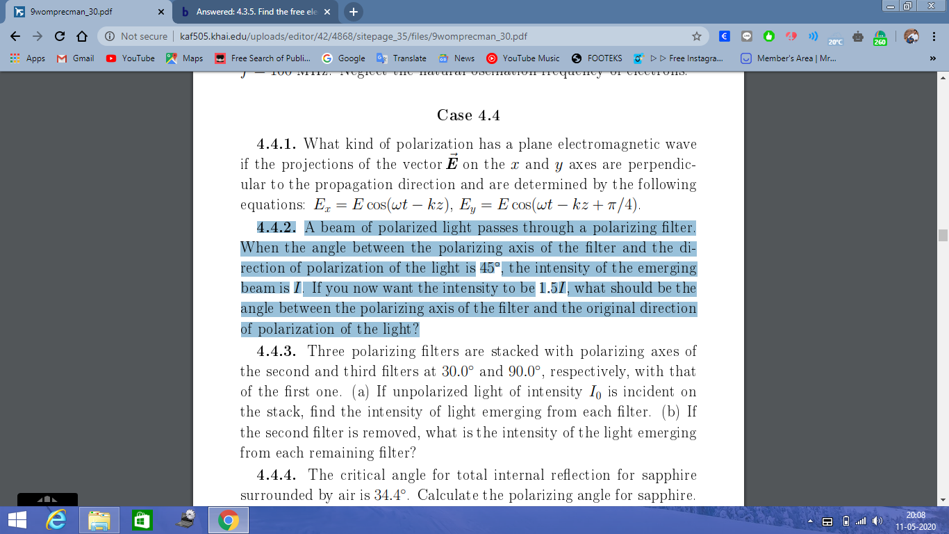 Answered: 4.4.2. A Beam Of Polarized Light Passes… 