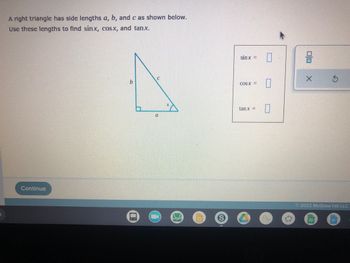 Answered: A right triangle has side lengths a, b,… | bartleby