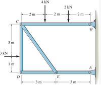 4 kN
2 kN
2 m
2 m
2 m
C
В
3 m
3 kN
1 m
A
D
E
3 m
3 m
