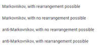 Markovnikov, with rearrangement possible
Markovnikov, with no rearrangement possible
anti-Markovnikov, with no rearrangement possible
anti-Markovnikov, with rearrangement possible
