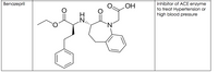 Inhibitor of ACE enzyme
to treat Hypertension or
high blood pressure
Benazepril
НО
