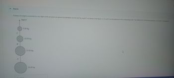 Part A
A series of weights connected by very light cords are given an upward acceleration of 4.00 m/s2 by a pull P, as shown in the figure. A, B, and C are the tensions in the connecting cords. The SMALLEST
A Pull P
B
A
5.00 kg
COLN
10.00 kg
15.00 kg
20.00 kg
free tensions A
i dosest to
614PM