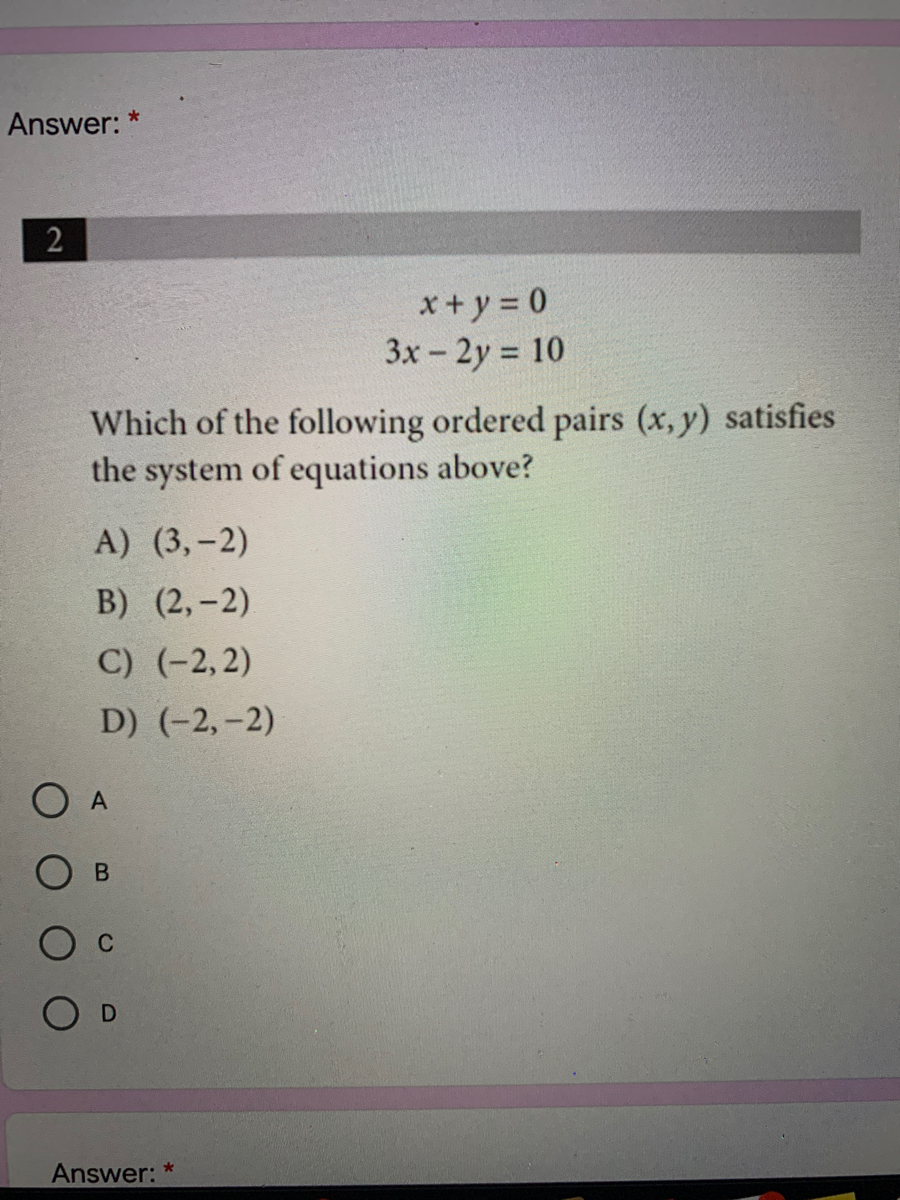 Answered X Y 0 3x 2y 10 Ch Of The Following Bartleby