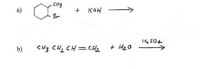 CH3
a)
+ KOH
Br
b)
CH3 CHz CH=CCH2
+ Hz0
