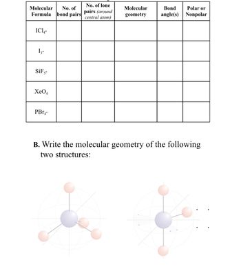 Answered: Molecular No. of Formula bond pairs… | bartleby