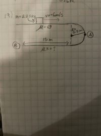 19)
m= 2.2SKG
vo=6mls
0.5M
(A)
15 m
->
MK= ?
