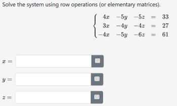 Answered Solve the system using row operations bartleby