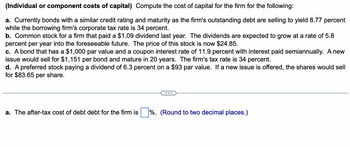 Answered: (Individual Or Component Costs Of… | Bartleby