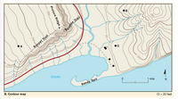 B
260
Sunrise Trail
Sunset Trail
100
100-
20
OCEAN
Sandy Spit
1 mile
B. Contour map
CI = 20 feet
20-
Picture Ridge
260-
- 200
