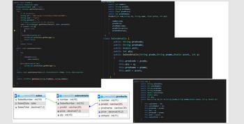 public class PosDAO {
}
private Connection conn;
PreparedStatement stmt = null;
public boolean openConnection(){
try {
// db parameters
String url = "jdbc:mysql://localhost: 4306/swen2005";
String user = "root";
String password = "";
// create a connection to the database
conn - DriverManager.getConnection(url, user, password);
if (conn!= null)
return true;
}
catch(SQLException e) {
System.out.println(e.getMessage());
}
|}
return false;
}
public void closeConnection ()
return false;
try
{
}
if (conn!=null)
conn.close();
catch(SQLException ex) {
System.out.println(ex.getMessage());
}
public void saveTransaction(List <Salesdetails> items) throws SQLException{
}
public List<Pos> getSales (String fromDate, String toDate) {
VO swen2005 sales
SalesNumber: int(10)
SalesDate : date
# Sales Total: decimal(7,2)
v swen2005 salesdetails
number: int(10)
# SalesNumber: int(10)
prodid: varchar(20)
# price : decimal(7,2)
# qty: int(10)
V
class Product{
public int number;
public String prodID;
public String prodName;
public float prodPrice;
public int prodOnHand;
Product(int num, String id, String name, float price, int qty)
{
number-num;
prodID=id;
prodName=name;
prodPrice-price;
prodonHand-qty;
}
class Salesdetails {
public String prodcode;
public String prodname;
public double unit;
public int qty;
public Salesdetails(String pcode, String pname, double ucost, int q)
{
this.prodcode = pcode;
this.qty = q;
this.prodname = pname;
this.unit = ucost;
swen2005 products
number: int(11)
prodid: varchar(20)
prodname : varchar(30)
#price: decimal(10,2)
#onhand int(11)
public class Pos {
public String salesDate;
public int sales Number;
public String prodcode;
public String prodname;
public double salesTotal;
public double unit;
public int qty;
public Pos (String sd,int sn, String pcode, String pname,double ucost, int q, double st)
this.salesDate = sd;
this.salesNumber - sn;
this.prodcode - pcode;
this.qty = 9;
this.prodname - pname;
this.unit = ucost;
this.salesTotal = st;