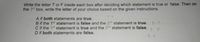 Write the letter T or F inside each box after deciding which statement is true or false. Then on
the 3rd box, write the letter of your choice based on the given instructions.
A if both statements are true.
B if the 1st statement is false and the 2nd statement is true.
C if the 1st statement is true and the 2nd statement is false.
D if both statements are false.
T-
