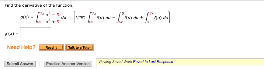 Answered Find The Derivative Of The Function 7x G X J6 R7x Uz 5