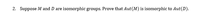 2. Suppose \( M \) and \( D \) are isomorphic groups. Prove that \( \text{Aut}(M) \) is isomorphic to \( \text{Aut}(D) \).