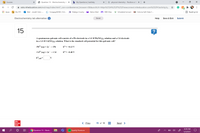 Courses
Question 15 - Electrochemistry la X
b My Questions | bartleby
X * physical chemistry - Positive or N X +
ezto.mheducation.com/ext/map/index.html?_con=con&external_browser=0&launchUrl=https%253A%252F%252Fnewconnect.mheducation.com%252F#/activity/q...
2
Аpps
My STC
Mail - Janeth Soto -...
CengageNOW | On..
Hidalgo County
Yahoo Mail
M HBO Max
ScheduleConnect
Colonia Self-Help C..
E Reading list
Electrochemistry lab alternative i
Help
Save & Exit
Submit
Saved
15
A spontaneous galvanic cell consists of a Pb electrode in a 1.0 M Pb(NO3)2 solution and a Cd electrode
in a 1.0 M Cd(NO3), solution. What is the standard cell potential for this galvanic cell?
2+
Pb+* (aq) + 2е — РЬ
Е 3 -0.13 V
Cd2*(ag) + 2e→ Cd
Е 3 —0.40 V
E°.
V
%3D
cell
Mc
Graw
Hill
< Prev
15 of 18
Next >
8:39 AM
Question 15 - Electr...
Spotify Premium
5/3/2021
