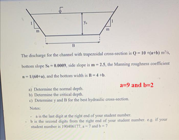 Answered: The Discharge For The Channel With… | Bartleby