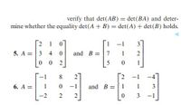 Answered: Verify That Det(AB) = Det(BA) And… | Bartleby