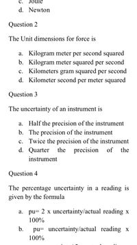 Volgen Afleiden krassen Answered: Question 2 The Unit dimensions for… | bartleby