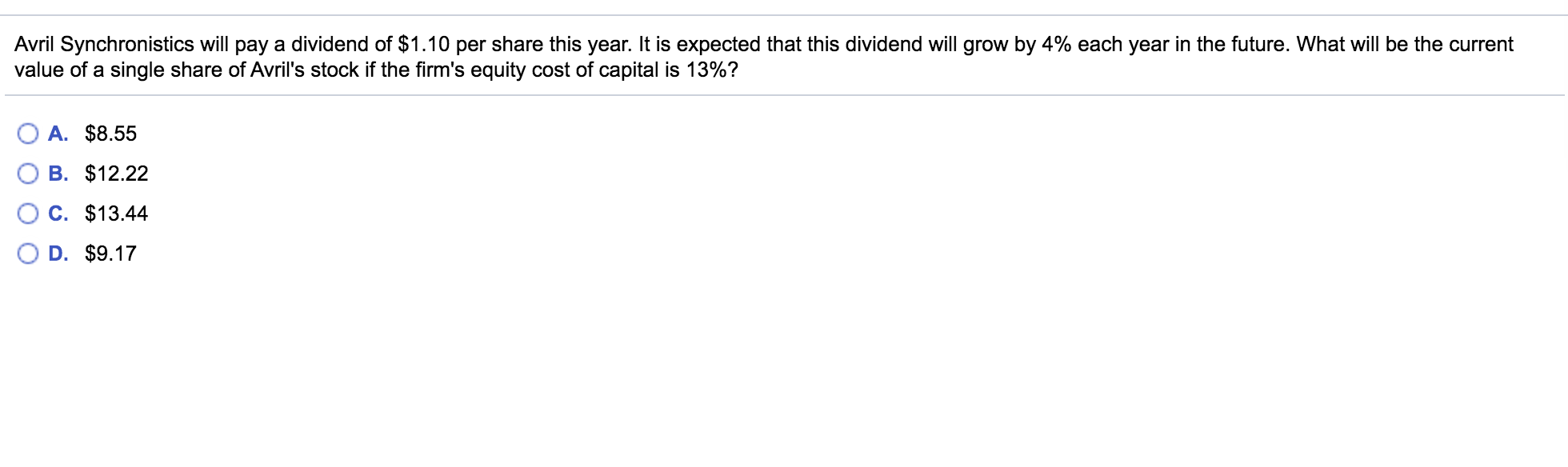 Answered: Avril Synchronistics will pay a… | bartleby