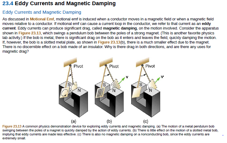 Berolige buste Ungkarl Answered: 23.4 Eddy Currents and Magnetic Damping… | bartleby
