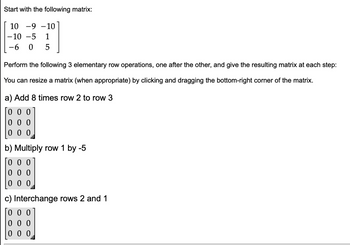 Answered Start with the following matrix 10 9 bartleby