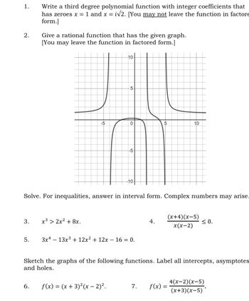 Answered: 1. Write a third degree polynomial… | bartleby