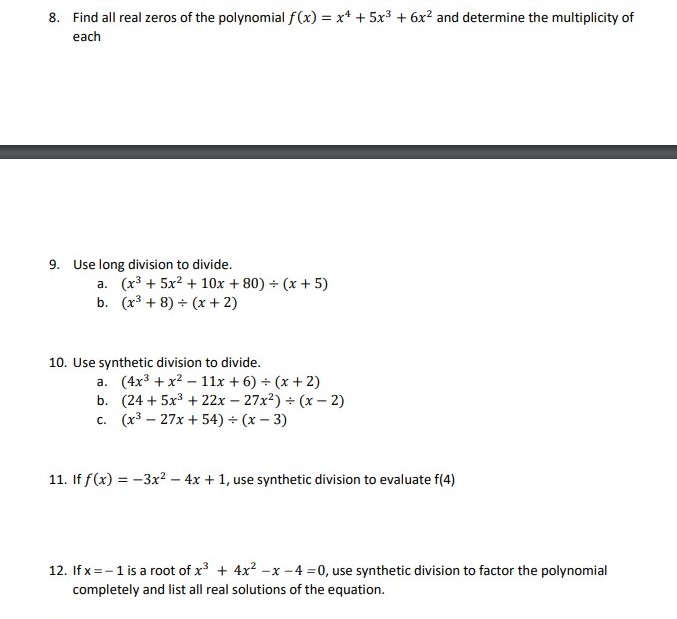 Answered: 8. Find all real zeros of the… | bartleby