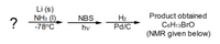 Li (s)
NH3 (1).
?
Product obtained
H2
Pd/C
NBS
C6H13BrO
(NMR given below)
-78°C
hv
