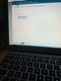 O EXPONENTIAL AND LOGARITHMIC FUNCTIONS
Using properties of logarithms to evaluate expressions
Use the properties of logarithms to evaluate each of the following expressions.
Ine - 8 Ine =
(a)
(b) log, 18 + log, 2 = |]
Explanation
Check
2021 McGraw Hil LLC. All Righ
MacBook Air
esc
F2
F3
F7
$
*
3
4
5
6
7
Q
W
E
tab
T
Y
es lock
A
S
D
F
н
K.
C
V
