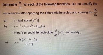 Answered: Determine dx for each of the following… | bartleby